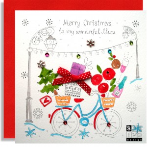 Christmas Bike Mum Handmade Greeting Card SABIVO Design