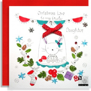 Christmas Bunny Daughter Handmade Card SABIVO Design