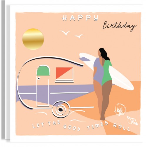 Surfing 2 Birthday Card
