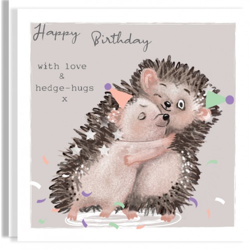 Hedgehogs Hugs Birthday Card