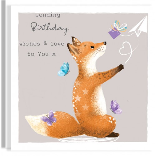 Fox Paper Plane Birthday Card