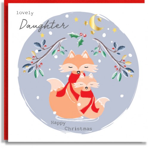 Daughter Foxes Christmas Card