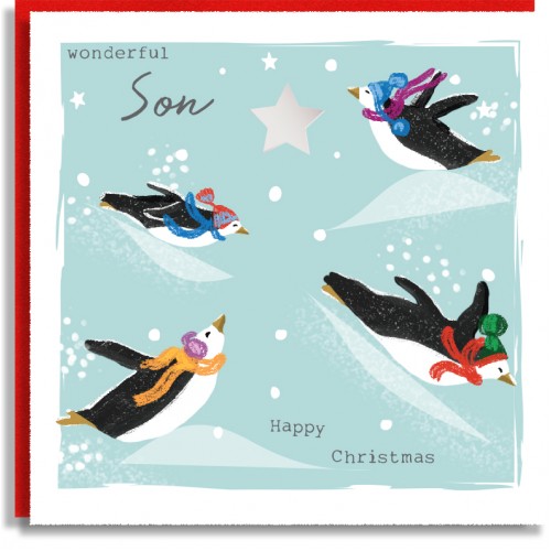 Son Penguins Christmas Card