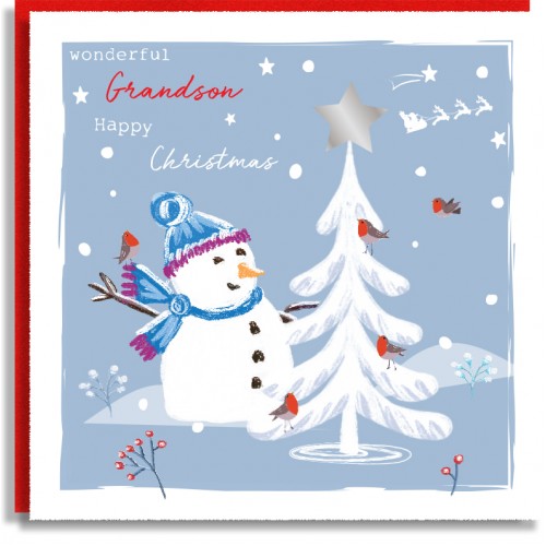Grandson Snowman Christmas Card