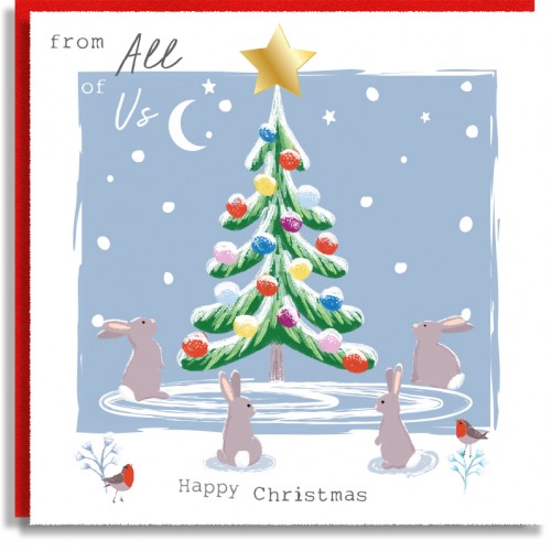 Christmas Tree All of Us Bunnies Christmas Card