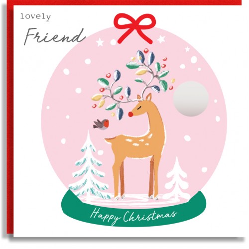 Friend Deer Snowglobe Christmas Card