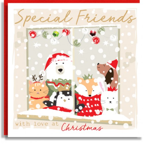 Friends Animal Party Christmas Card
