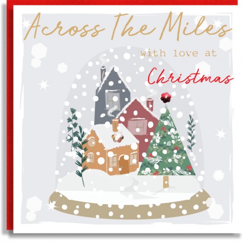 Across the Miles Houses Snowglobe Christmas Card