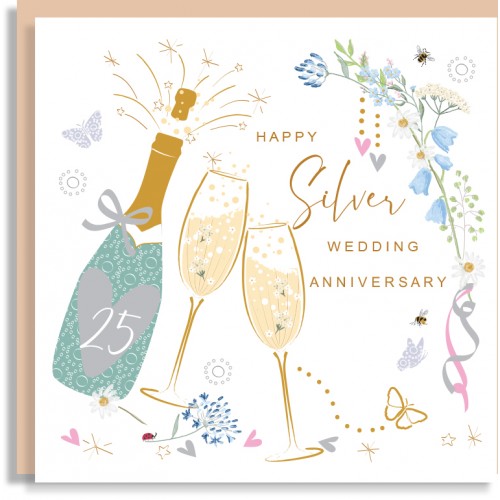 Anniversary 25 Bubbly Greeting Card