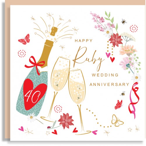 Anniversary 40 Bubbly Greeting Card