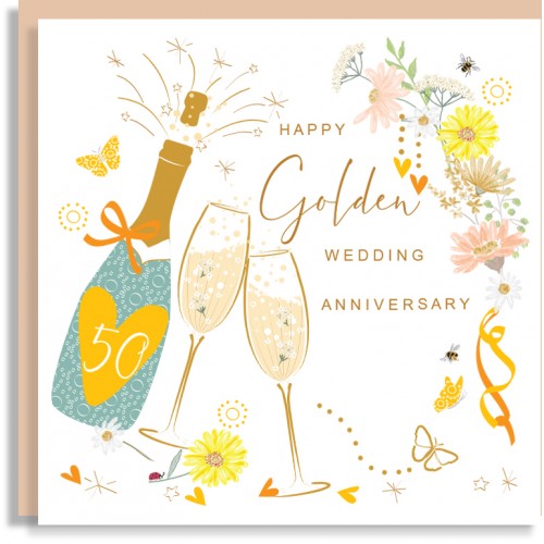 Anniversary 50 Bubbly Greeting Card