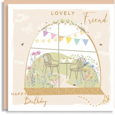 Happy Birthday Friend Garden Window Card