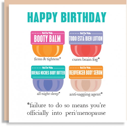 Happy Birthday Booty Balm Lotion Body Butter Body Serum Card