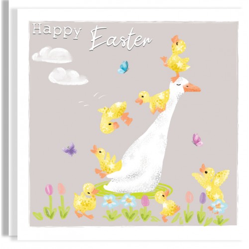 Ducklings Play Easter Card